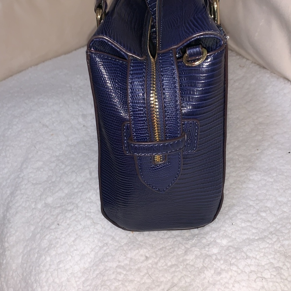 Anne Klein Navy Blue Satchel with Quilted Wallet and Gold Hardware - Picture 9 of 13